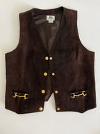 Rare iconic Celine suede logo button vest 70s