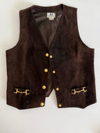 Rare iconic Celine suede logo button vest 70s