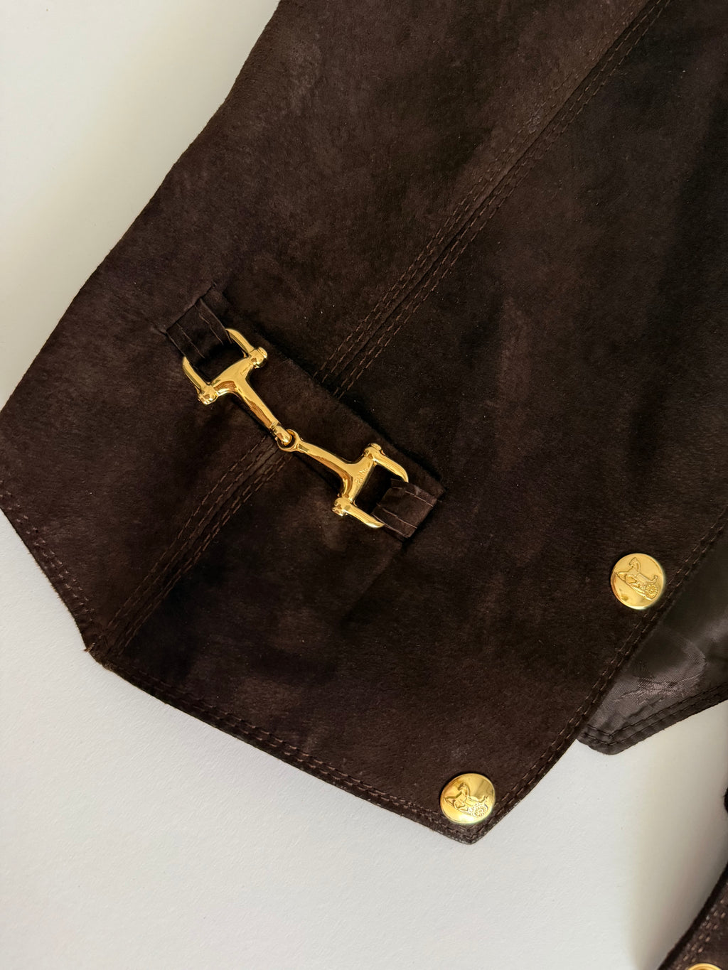 Rare iconic Celine suede logo button vest 70s