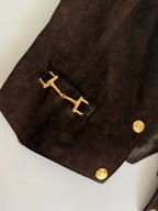 Rare iconic Celine suede logo button vest 70s