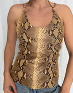 Rare top vintage leather python bare back 90s