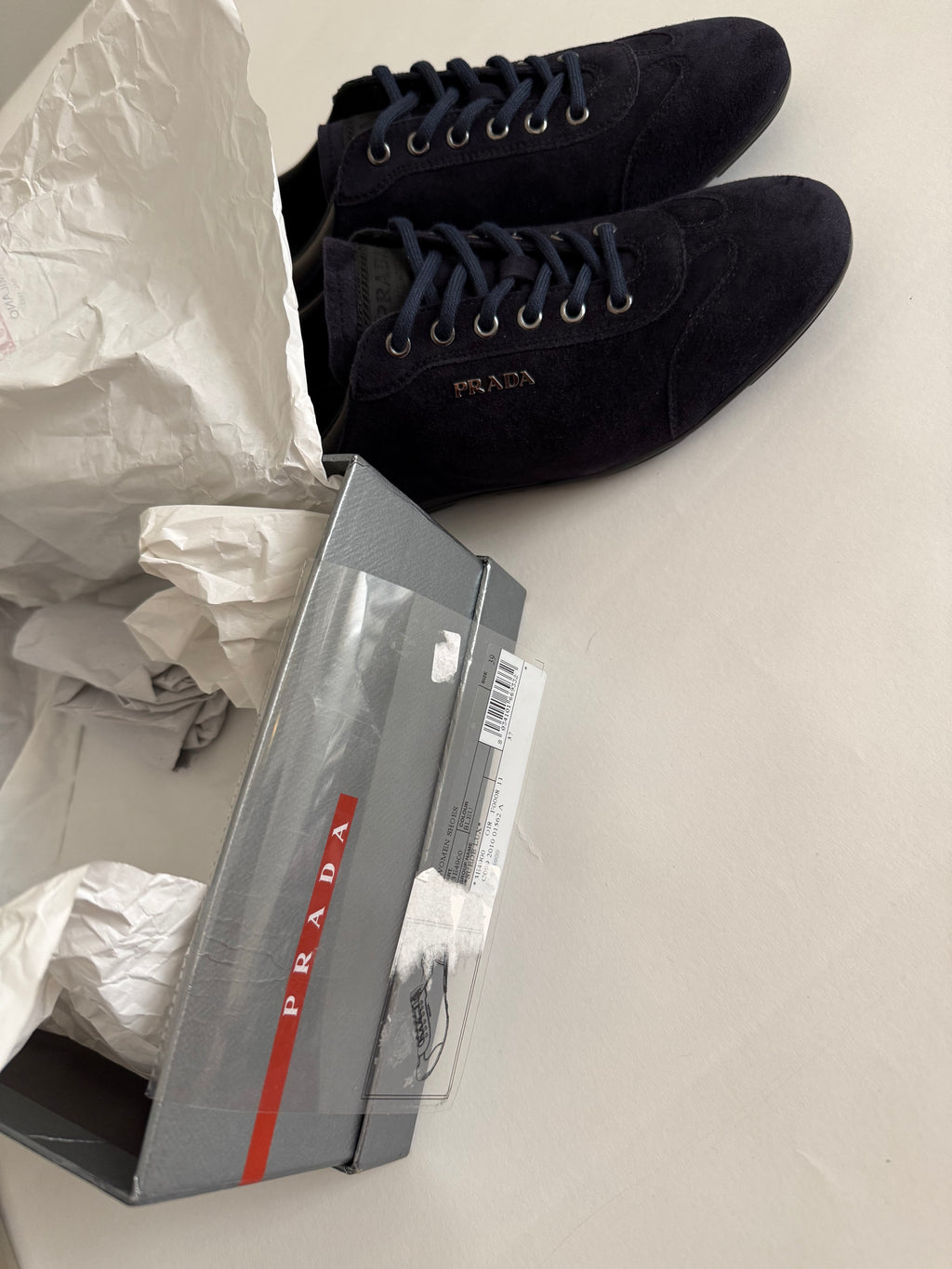 Prada navy suede sneakers vintage