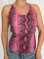 Vintage 90s pink python leather bare back top