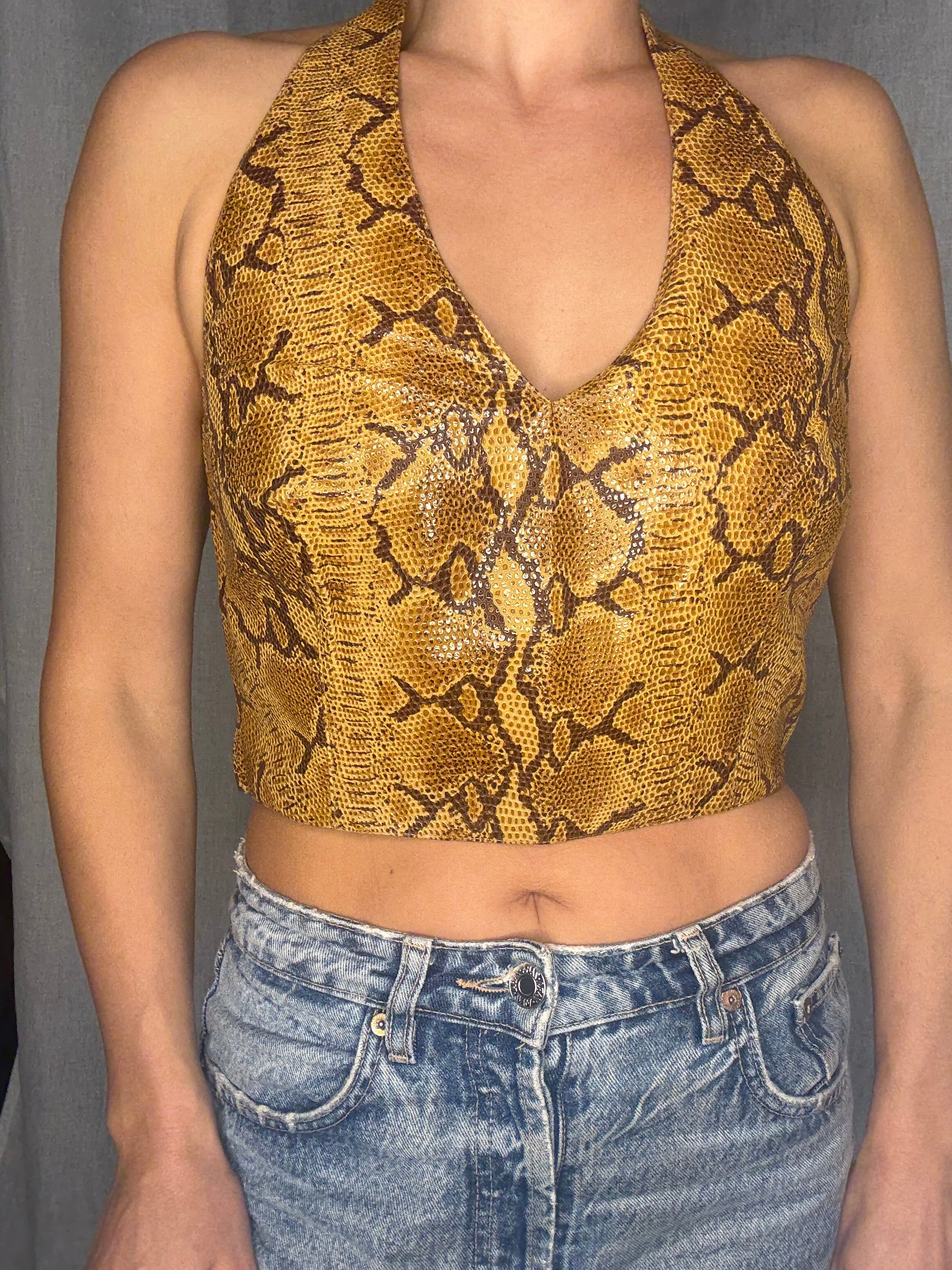 Rare Genny SS 1998 Runway leather bare back top new