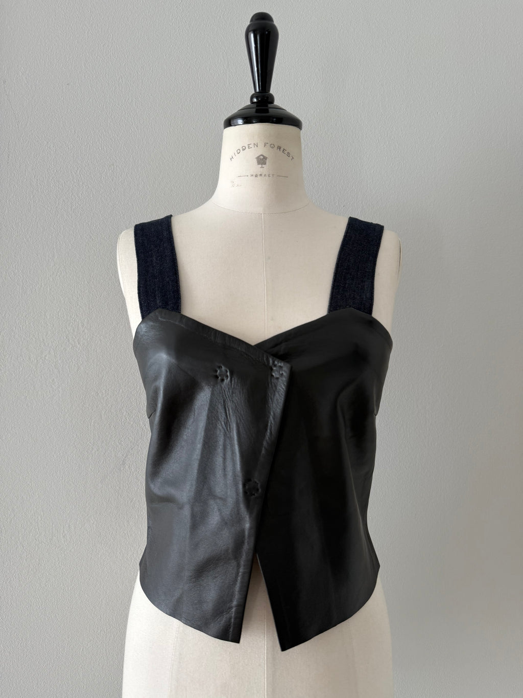 Emporio Armani SS 2017 leather denim top