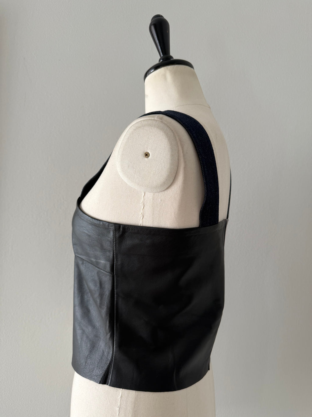 Emporio Armani SS 2017 leather denim top