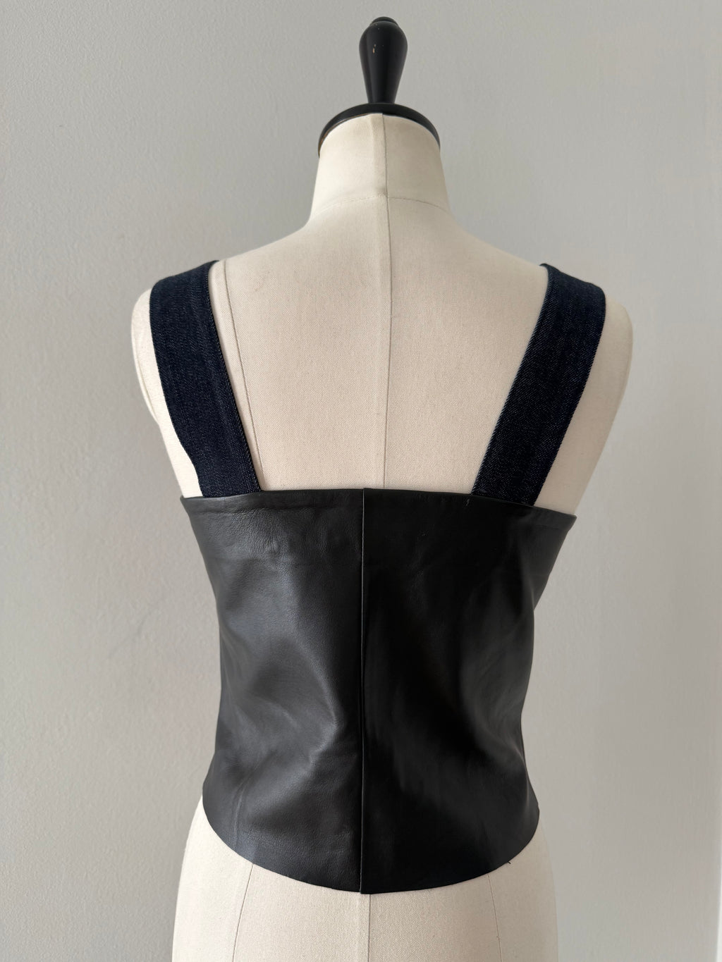 Emporio Armani SS 2017 leather denim top