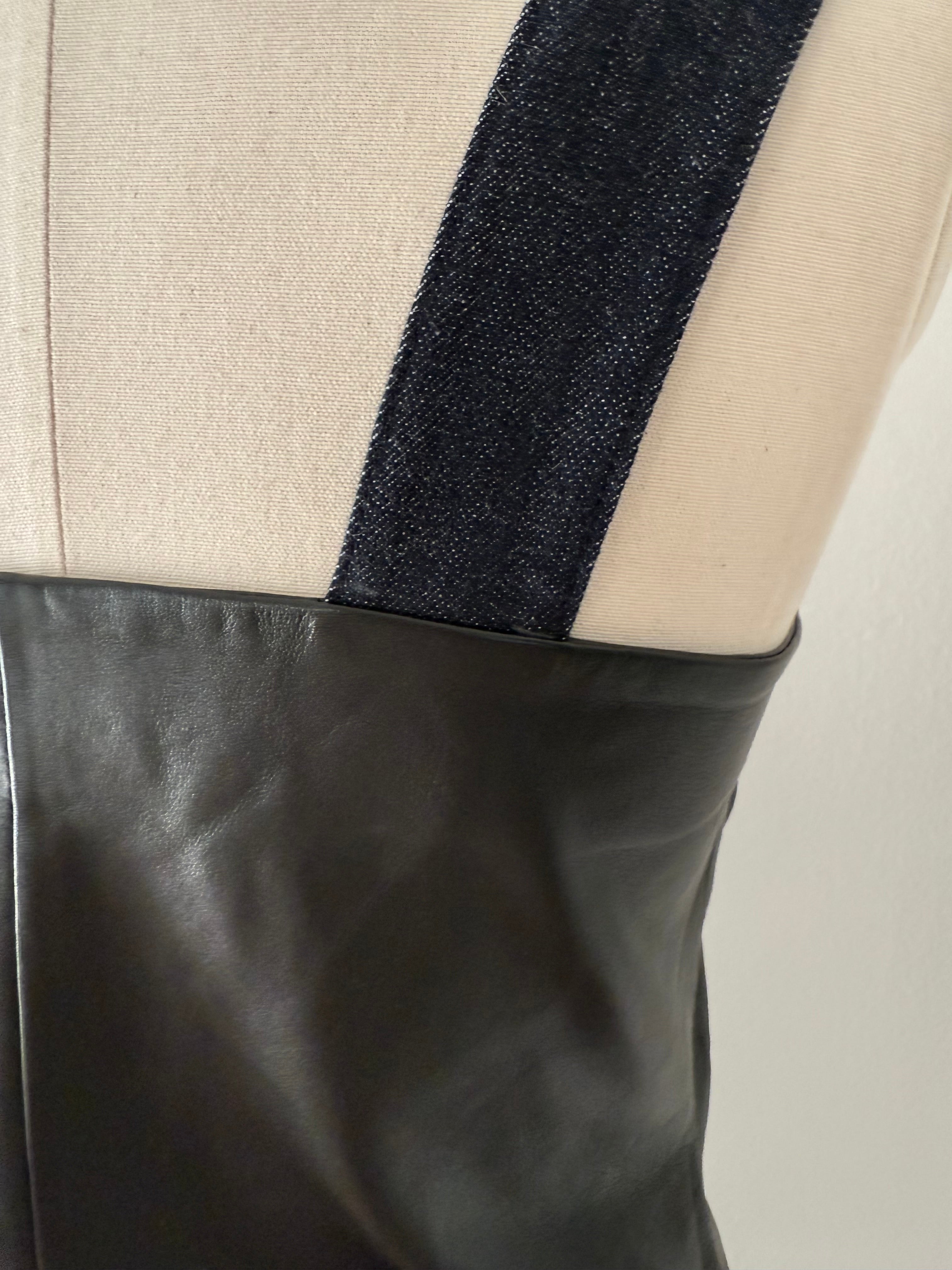 Emporio Armani SS 2017 leather denim top