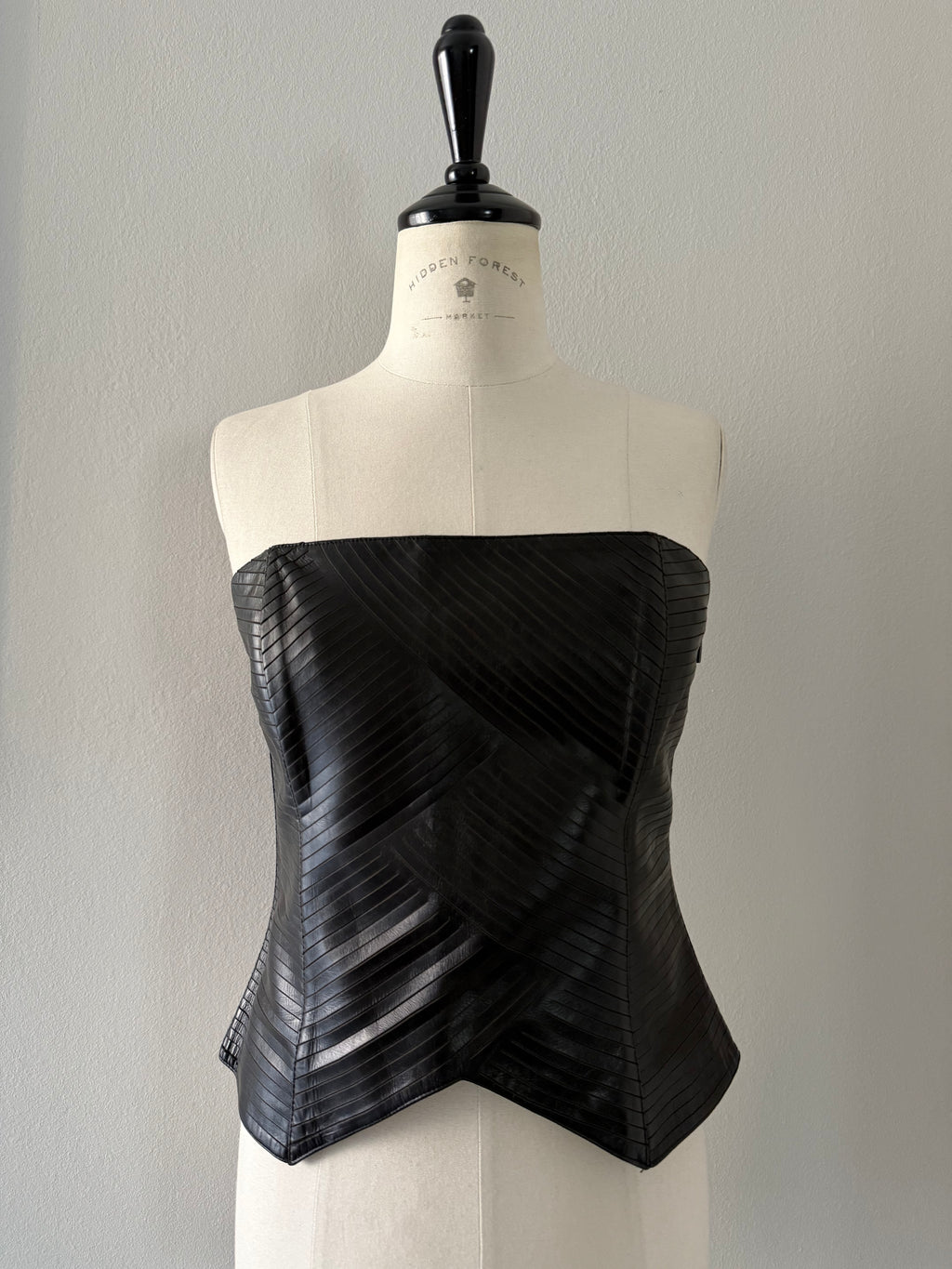 Insane laser cut Armani 2001 black leather bustier