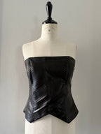 Insane laser cut Armani 2001 black leather bustier