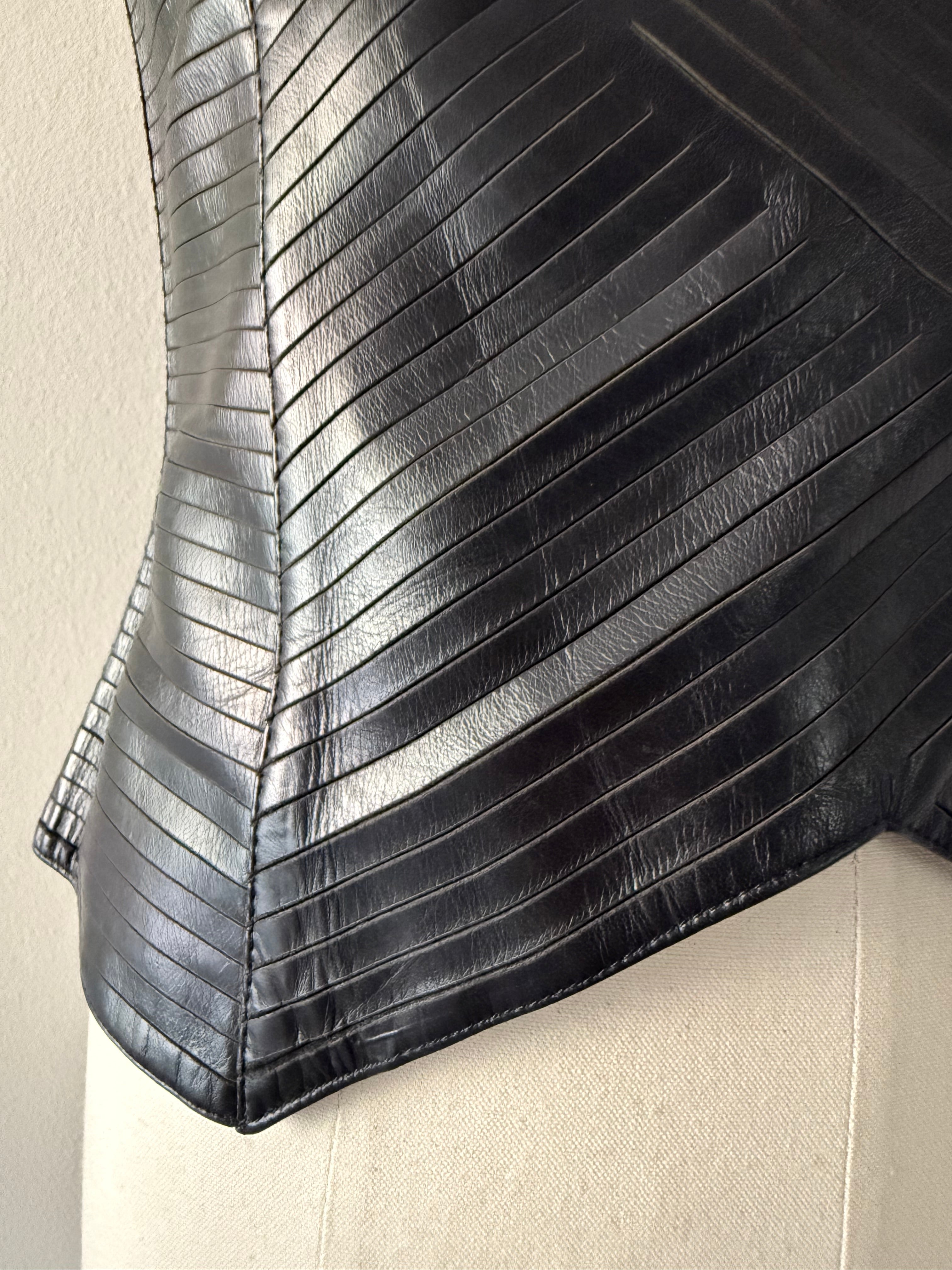 Insane laser cut Armani 2001 black leather bustier