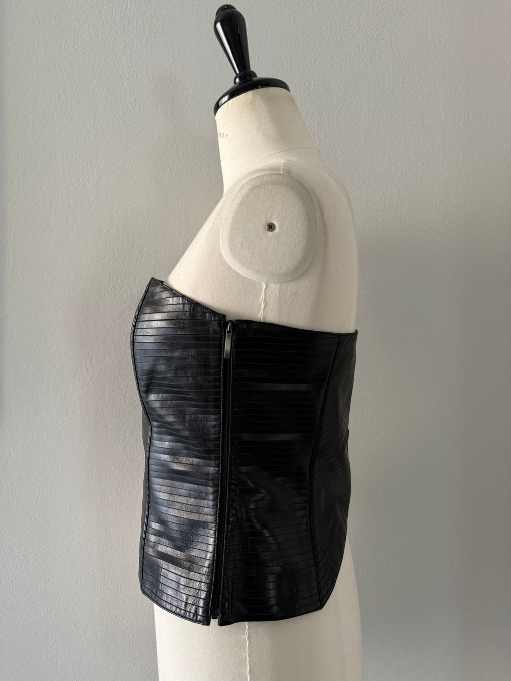 Insane laser cut Armani 2001 black leather bustier
