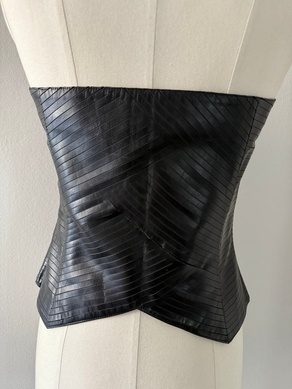 Insane laser cut Armani 2001 black leather bustier