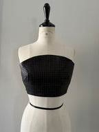 Plein Sud black leather bustier with mini studs 2000s