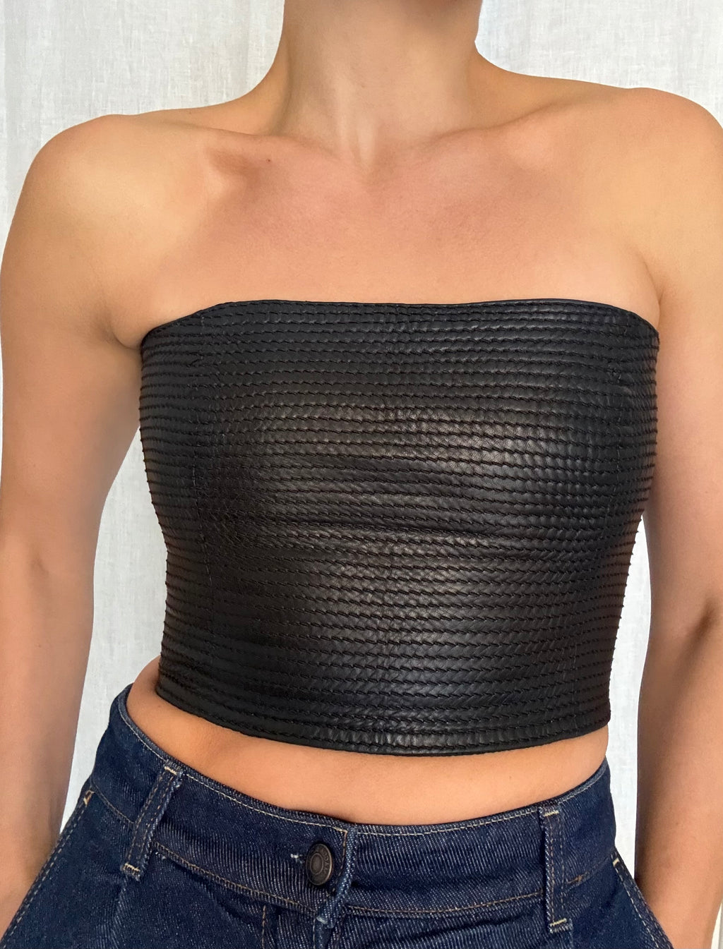 Gianfranco Ferré 90s top leather