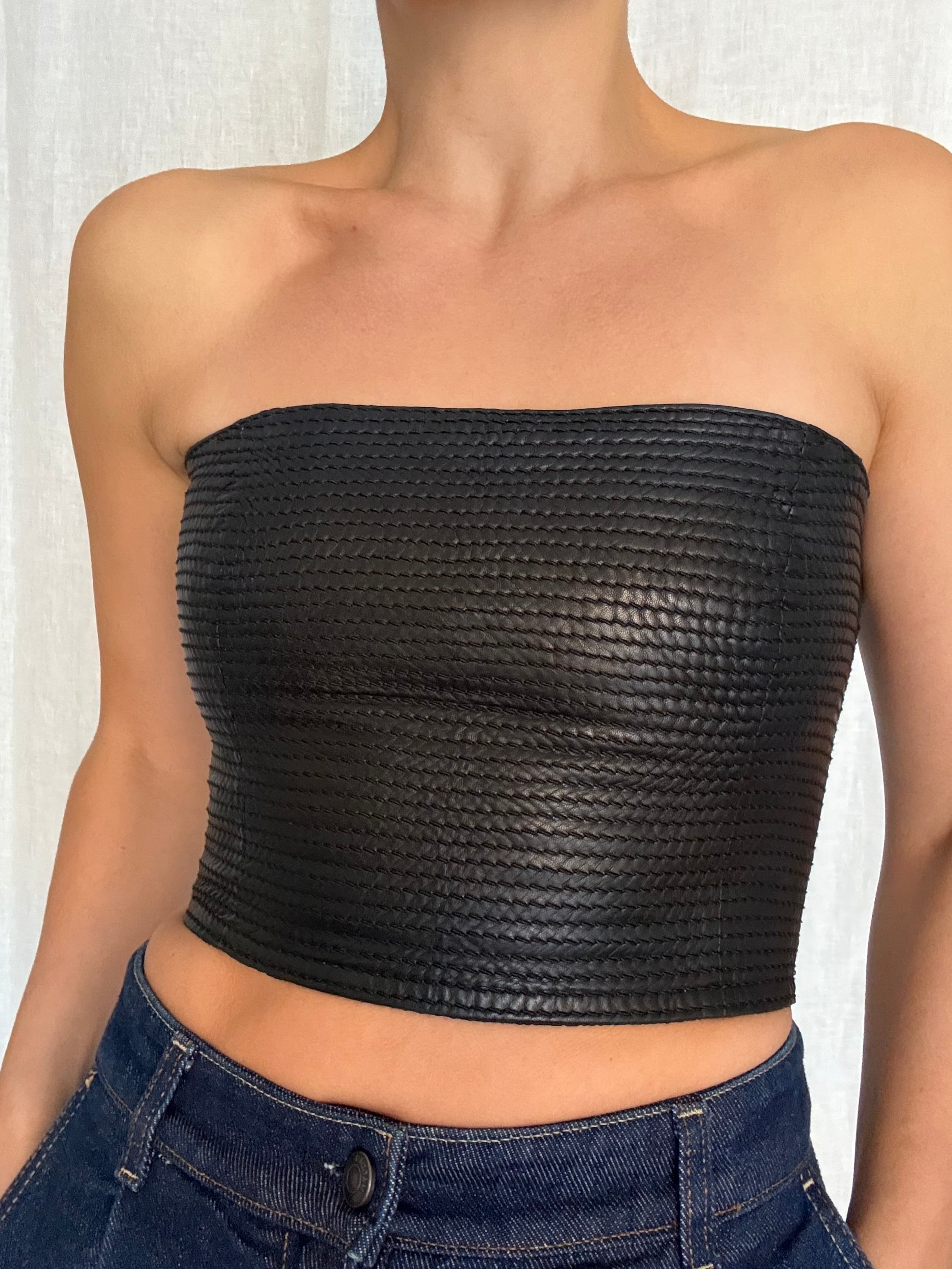 Gianfranco Ferré 90s top leather