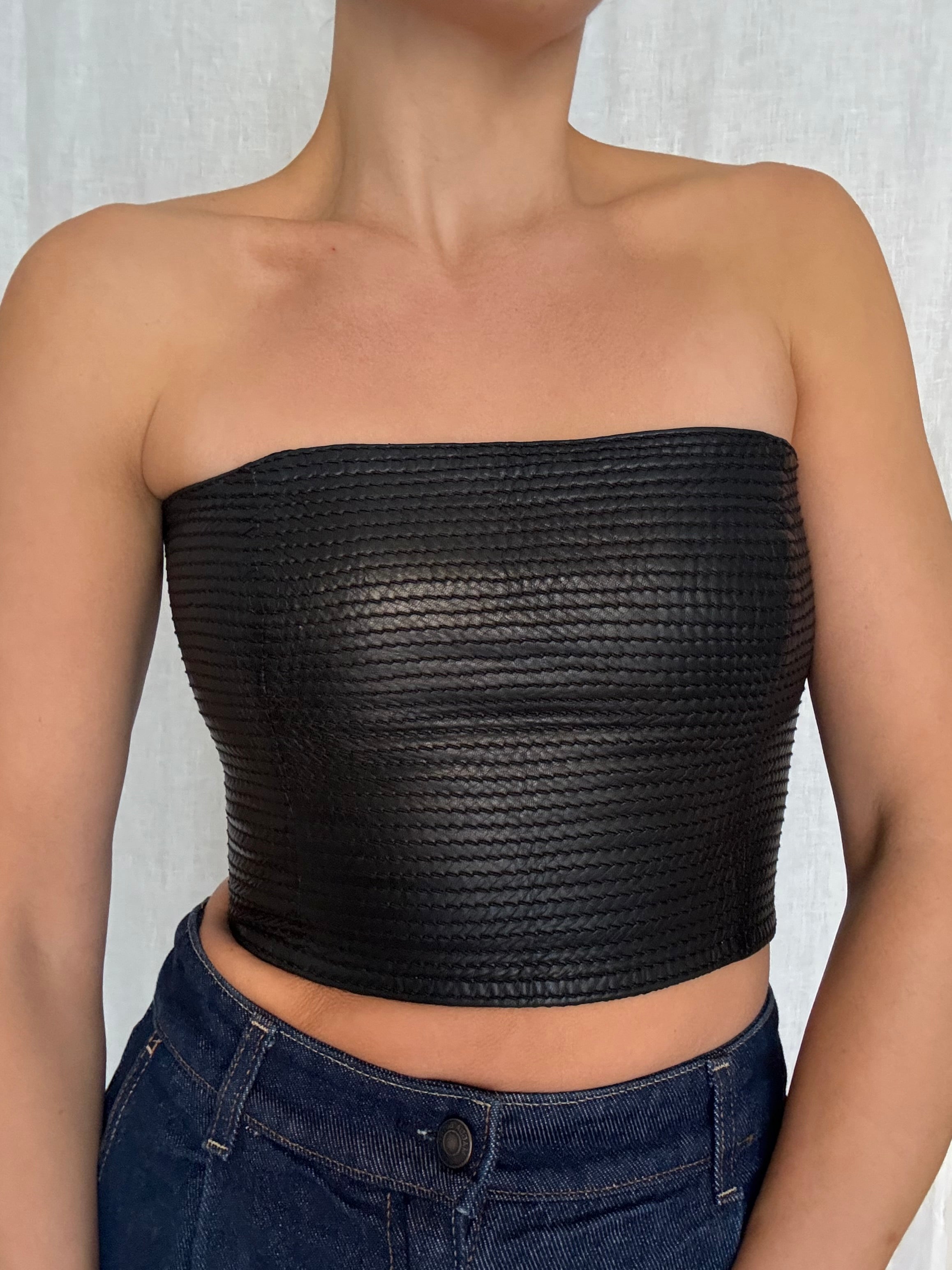 Gianfranco Ferré 90s top leather