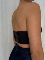 Plein Sud black leather bustier with mini studs 2000s