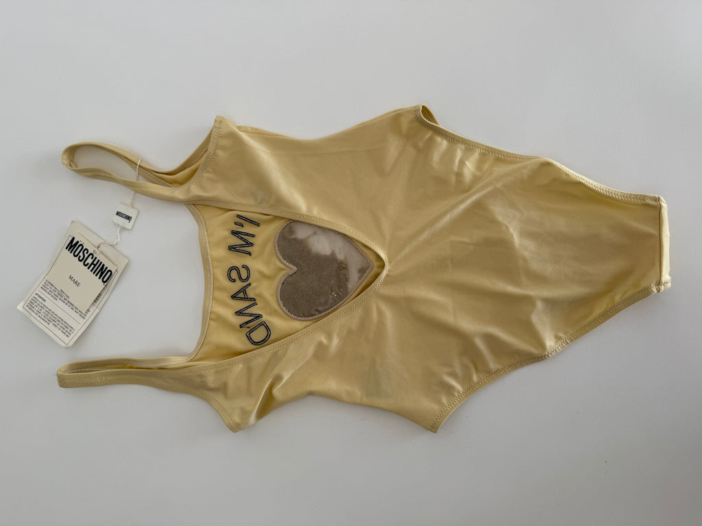 Moschino Couture one-piece swimwear HiI'm Sandy heart sand