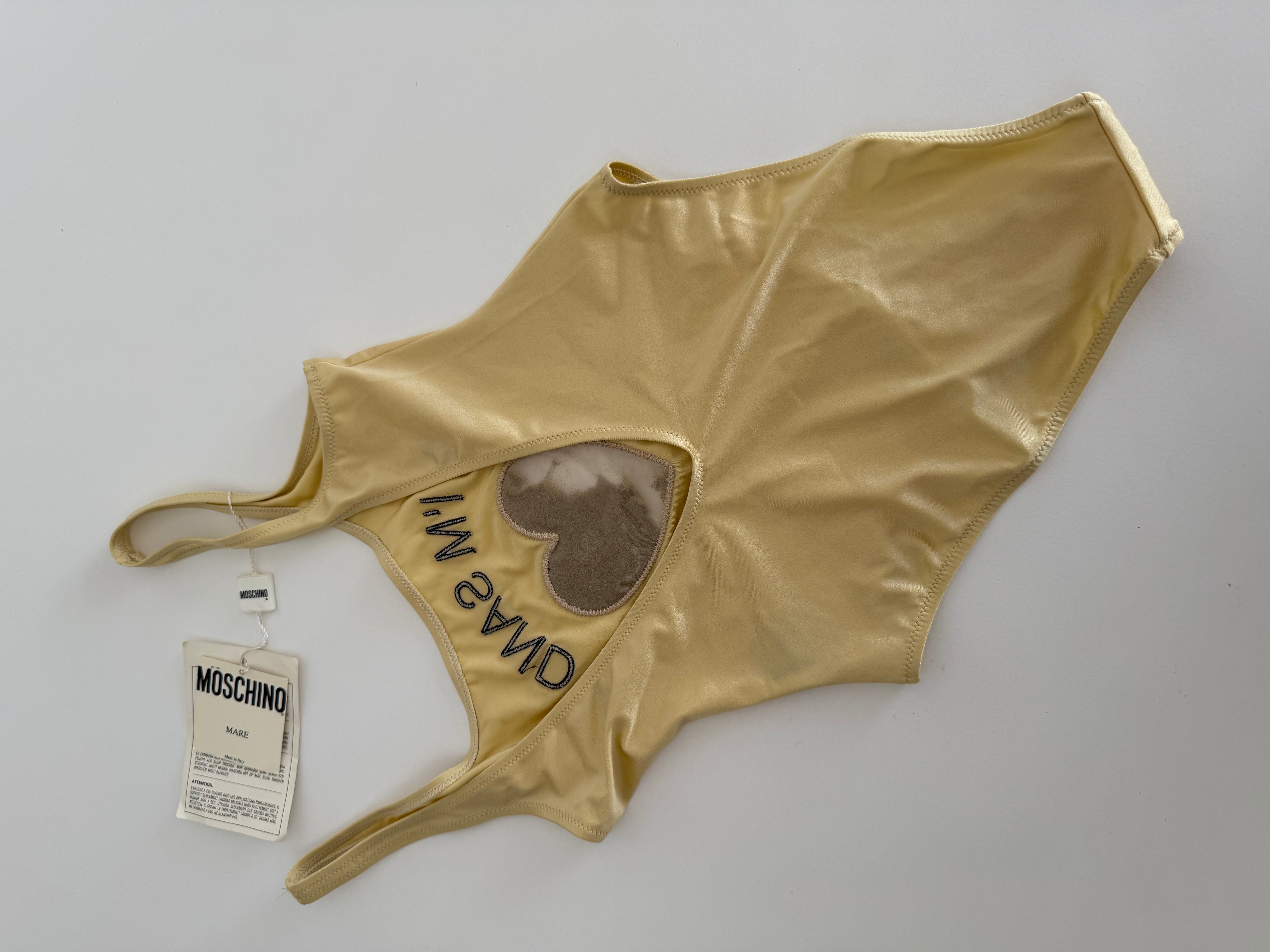 Moschino Couture one-piece swimwear HiI'm Sandy heart sand