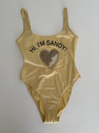 Moschino Couture one-piece swimwear HiI'm Sandy heart sand