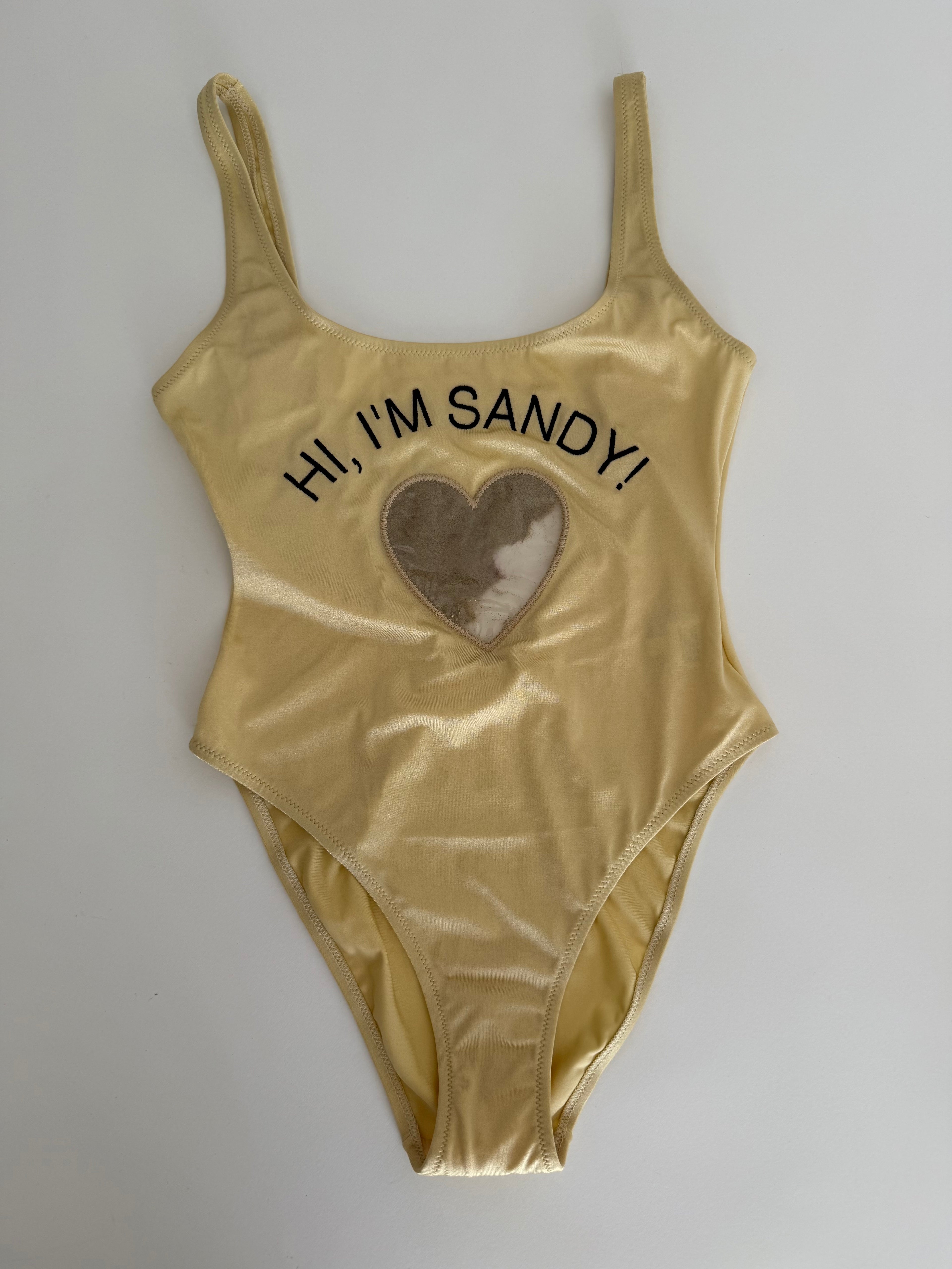Moschino Couture one-piece swimwear HiI'm Sandy heart sand
