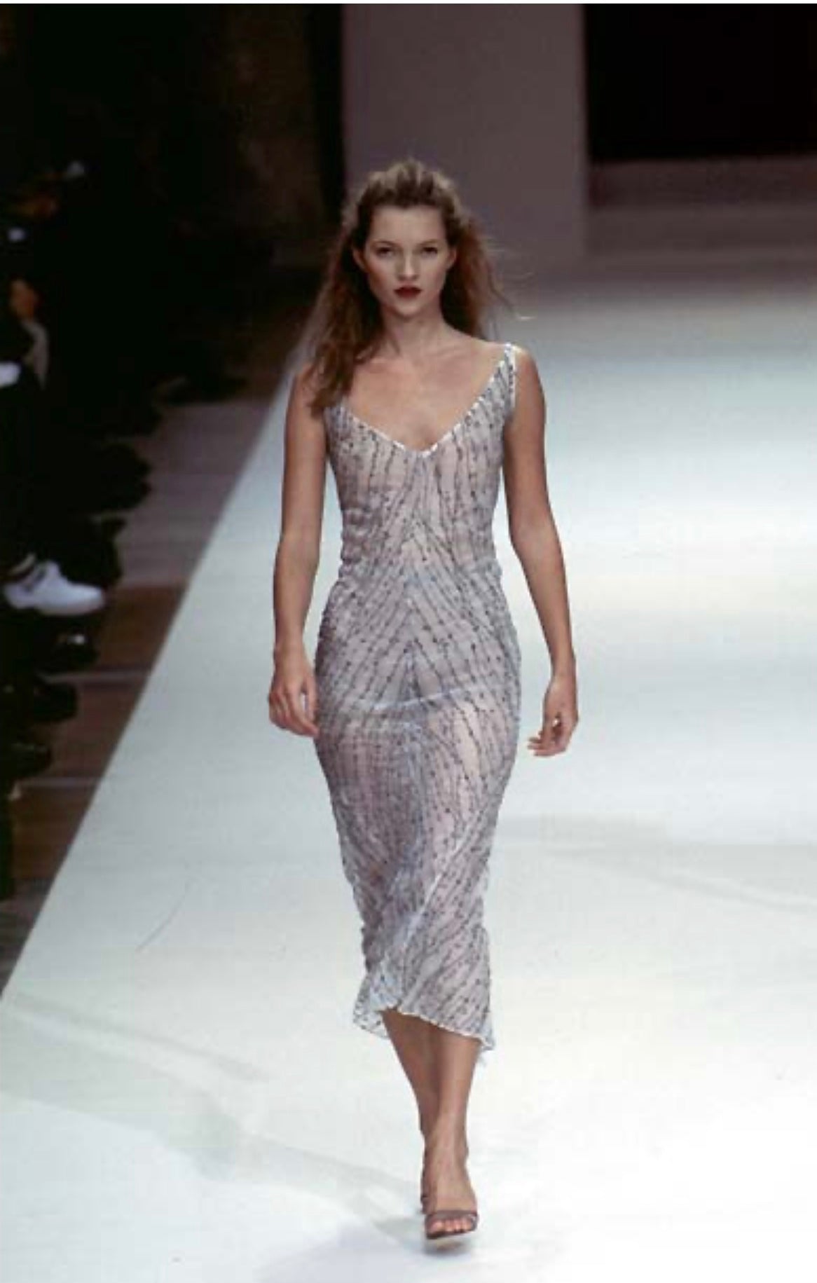 Cerruti 1881 SS 1997 Runway silk beaded embroidered dress