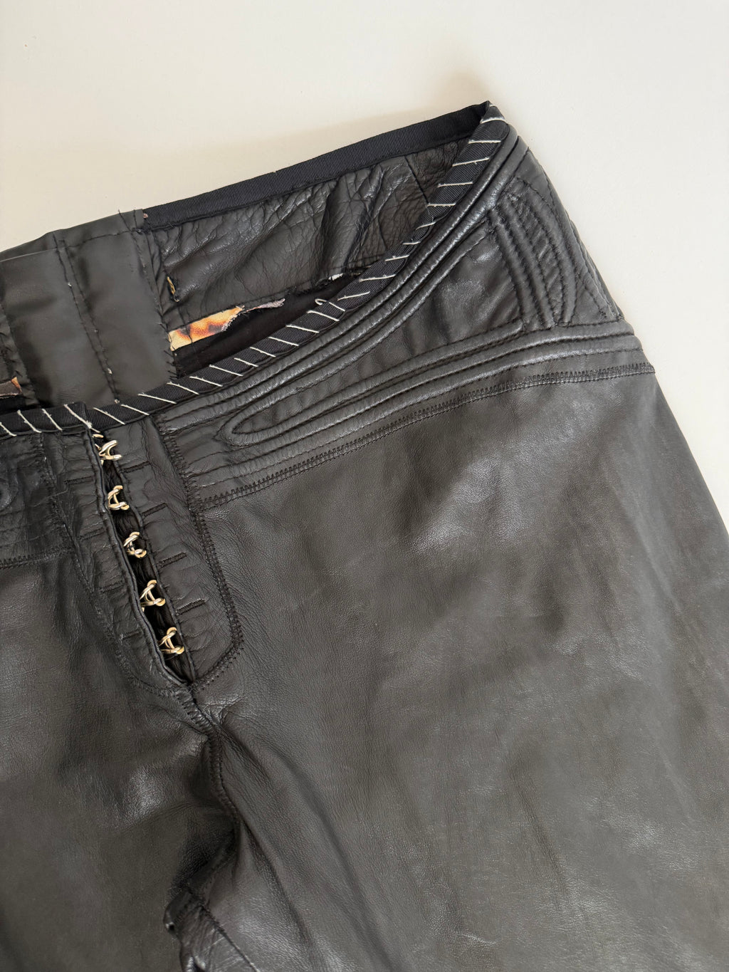 Roberto Cavalli SS 2003 black leather pants 