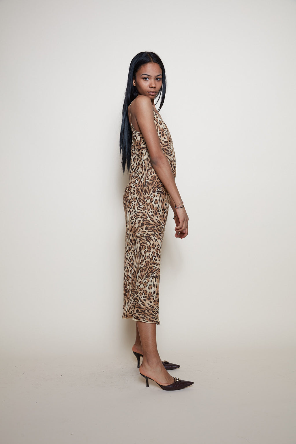 Vintage midi Leo silk dress