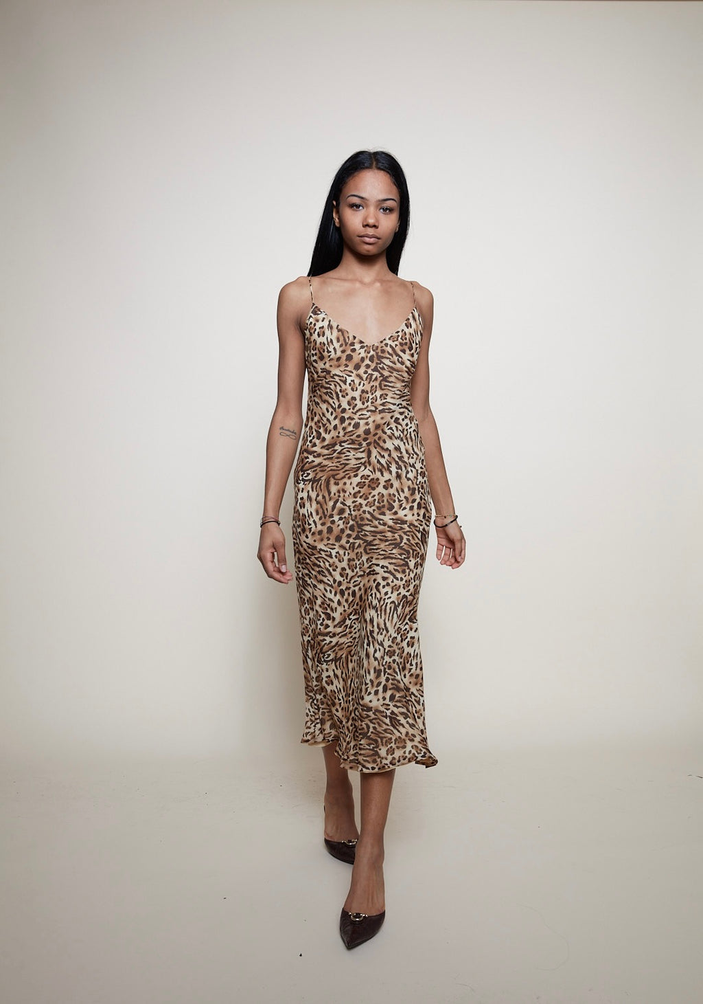 Vintage midi Leo silk dress