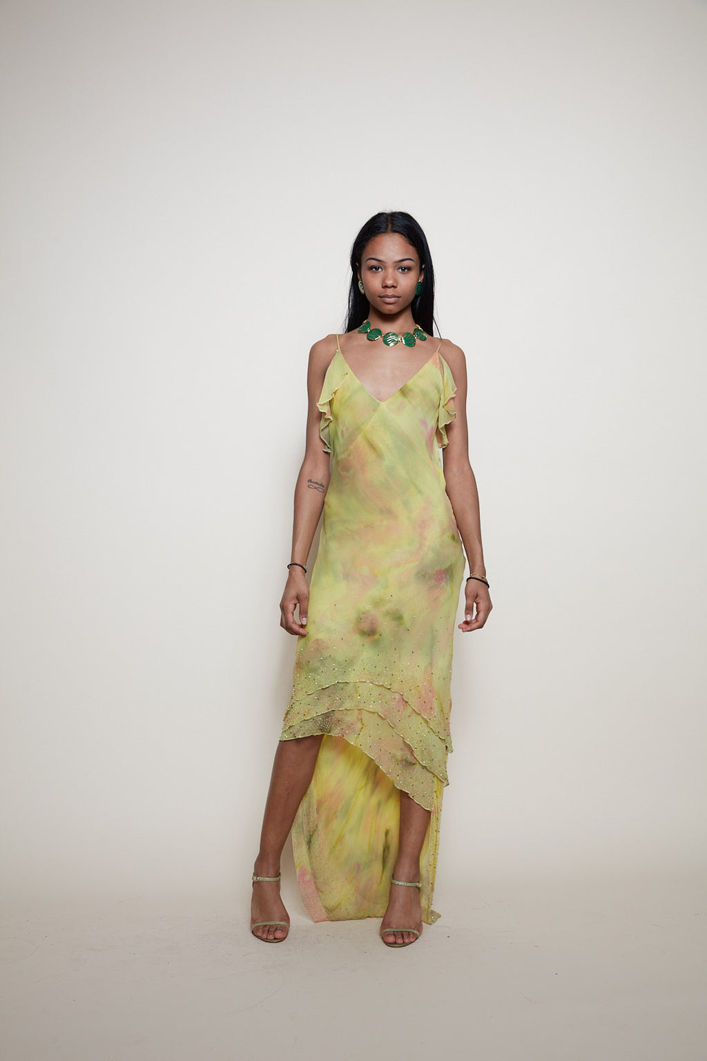 Vintage midi silk beads dress