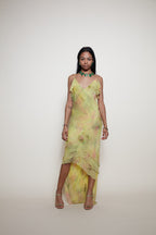 Vintage midi silk beads dress