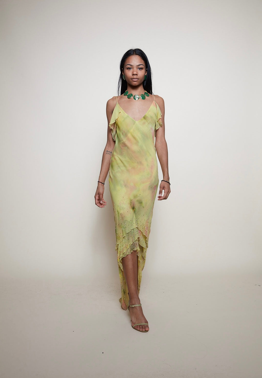 Vintage midi silk beads dress