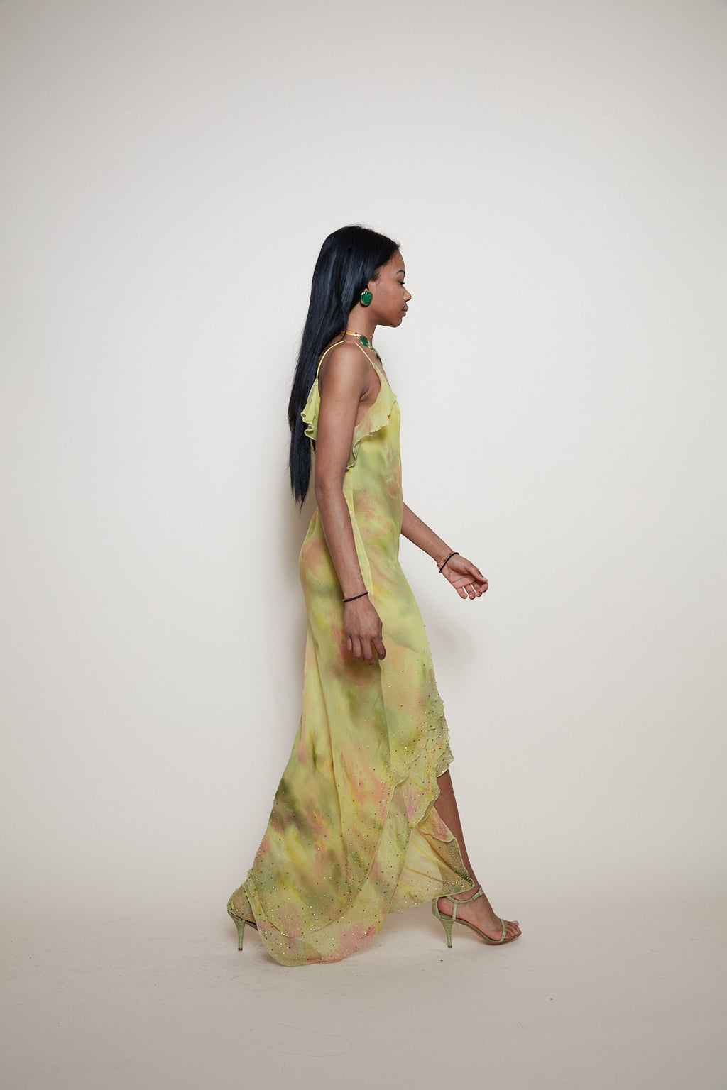 Vintage midi silk beads dress