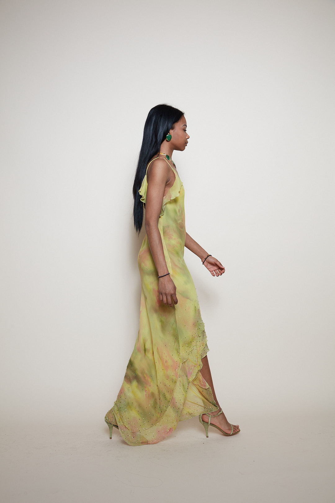 Vintage midi silk beads dress