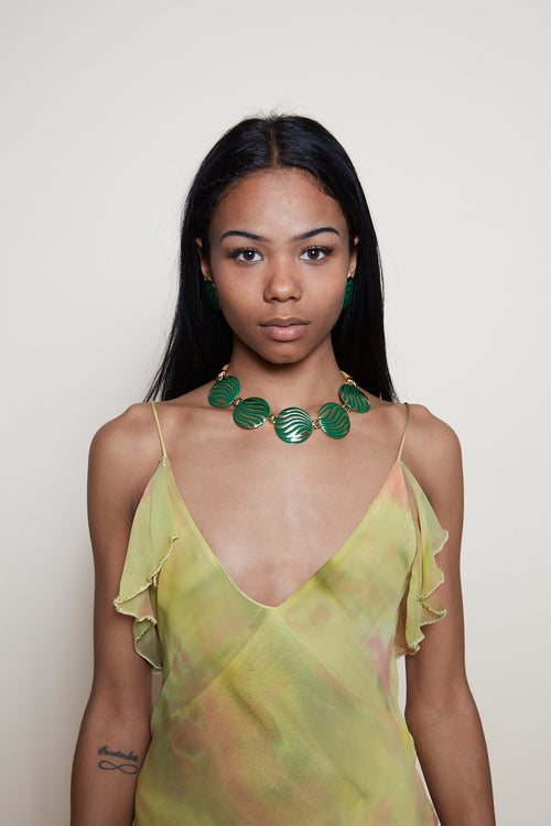 Balenciaga Balenciaga rare 90s green necklace and earrings set set parure jewelry Emilia Archive Vintage