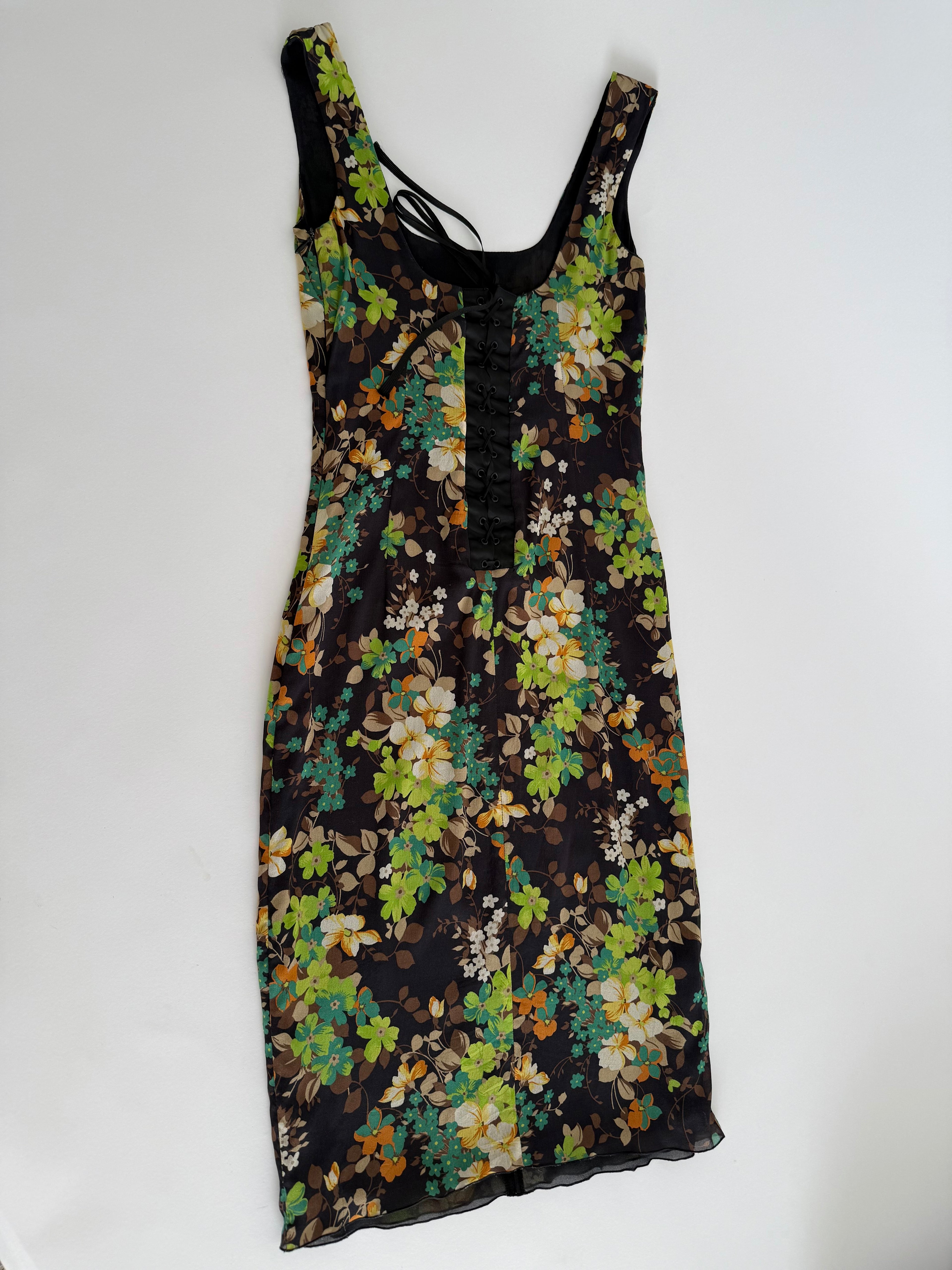 D&g floral silk dress 2000s