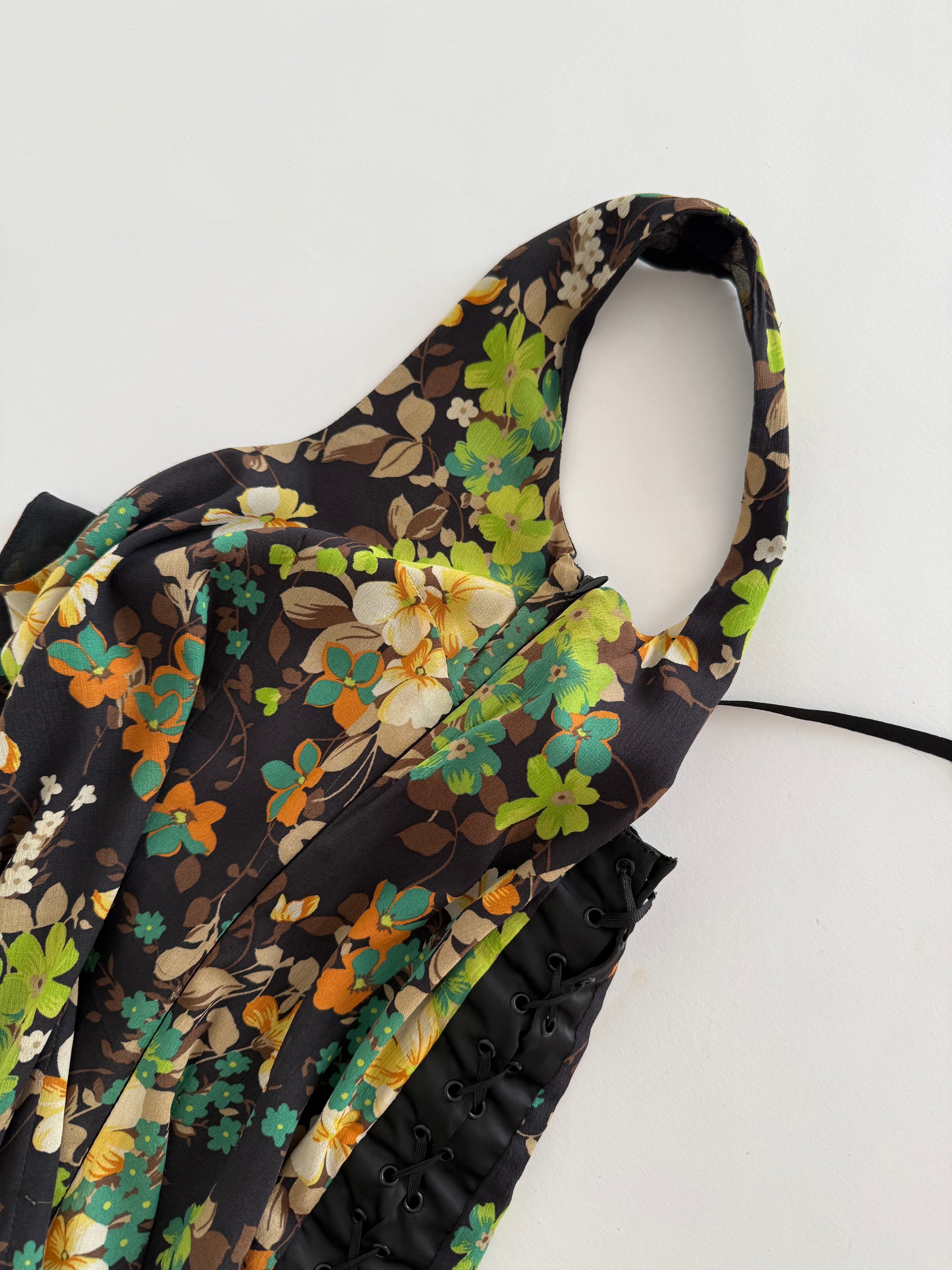 D&g floral silk dress 2000s