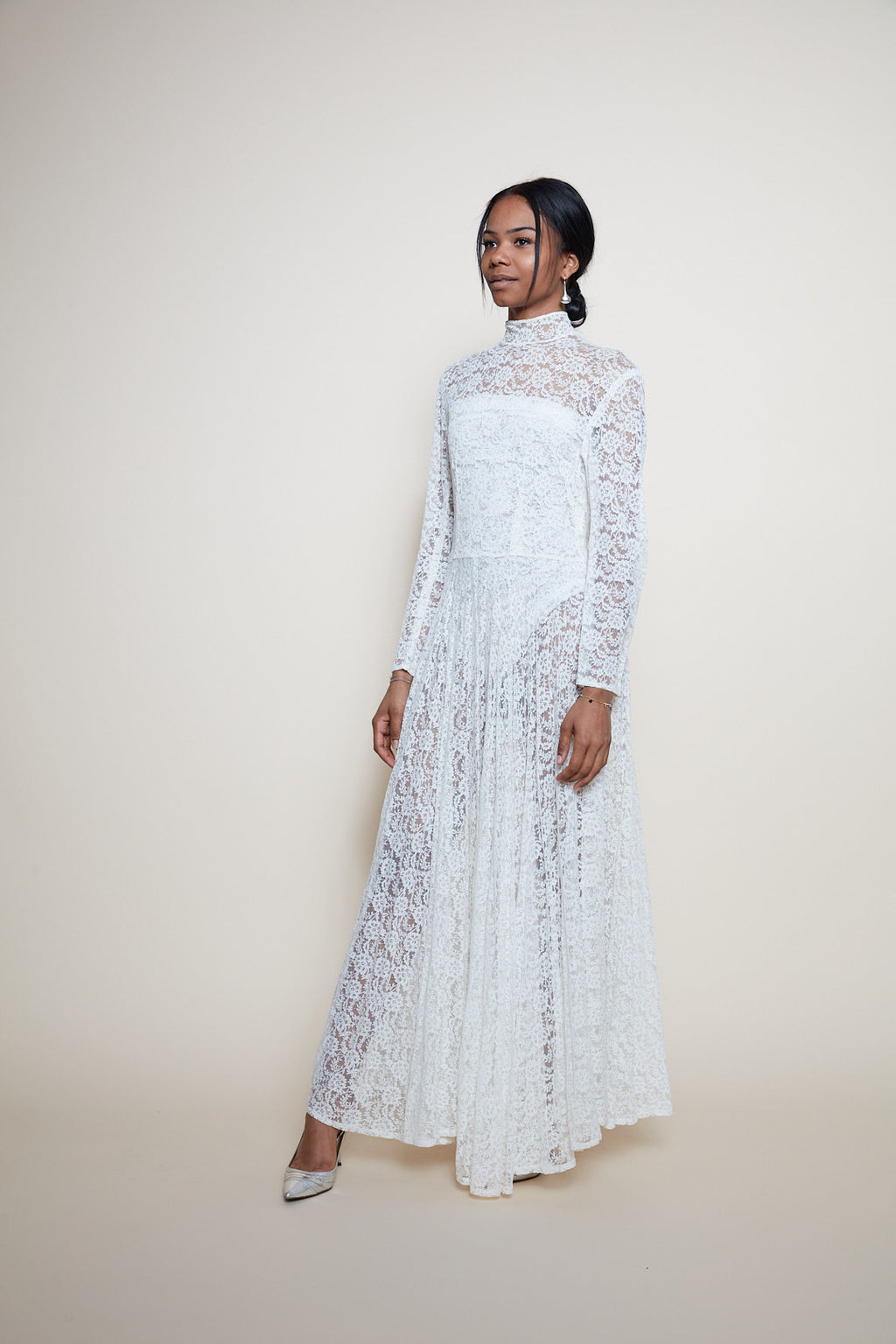 Handmade ancient long lace dress