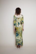 Roberto Cavalli 2003 Tattoo Print Maxi Dress
