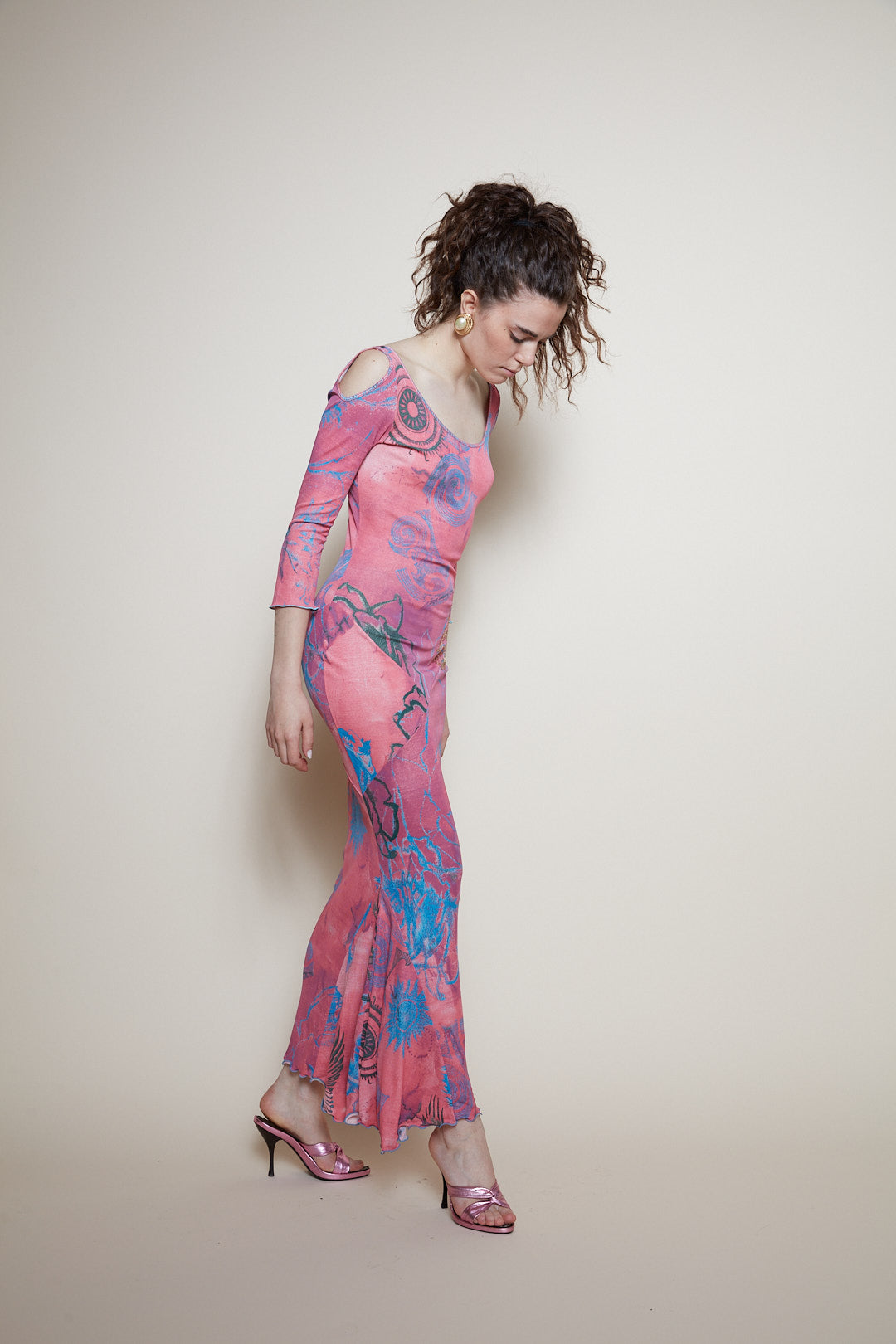 Roberto Cavalli 2003 tattoo maxi dress