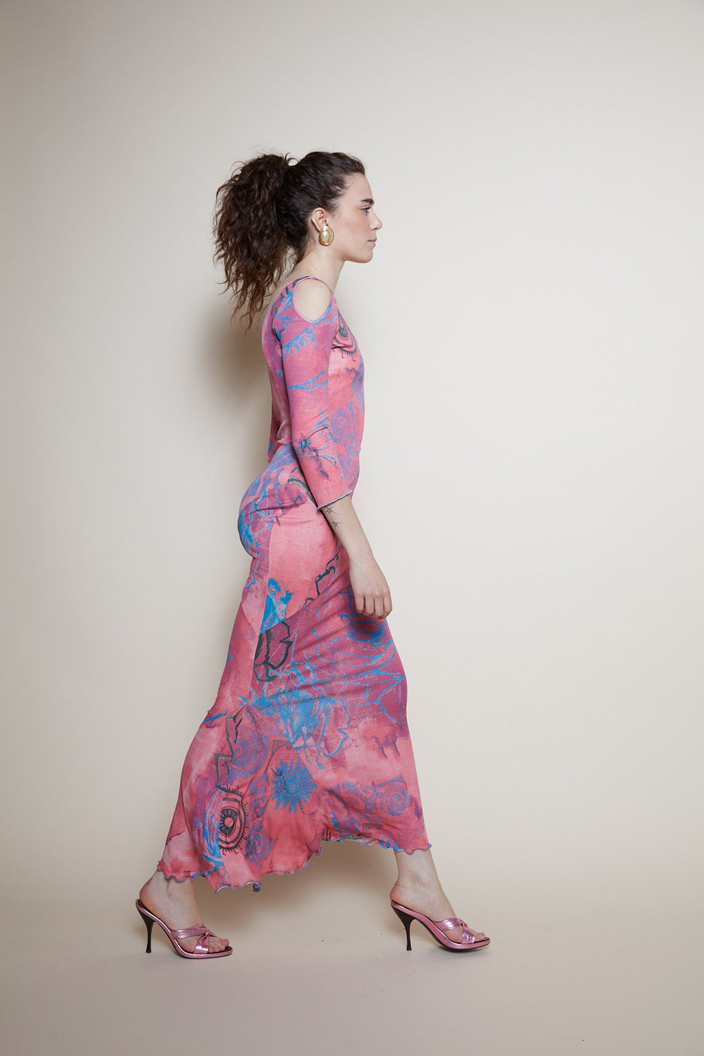 Roberto Cavalli 2003 tattoo maxi dress
