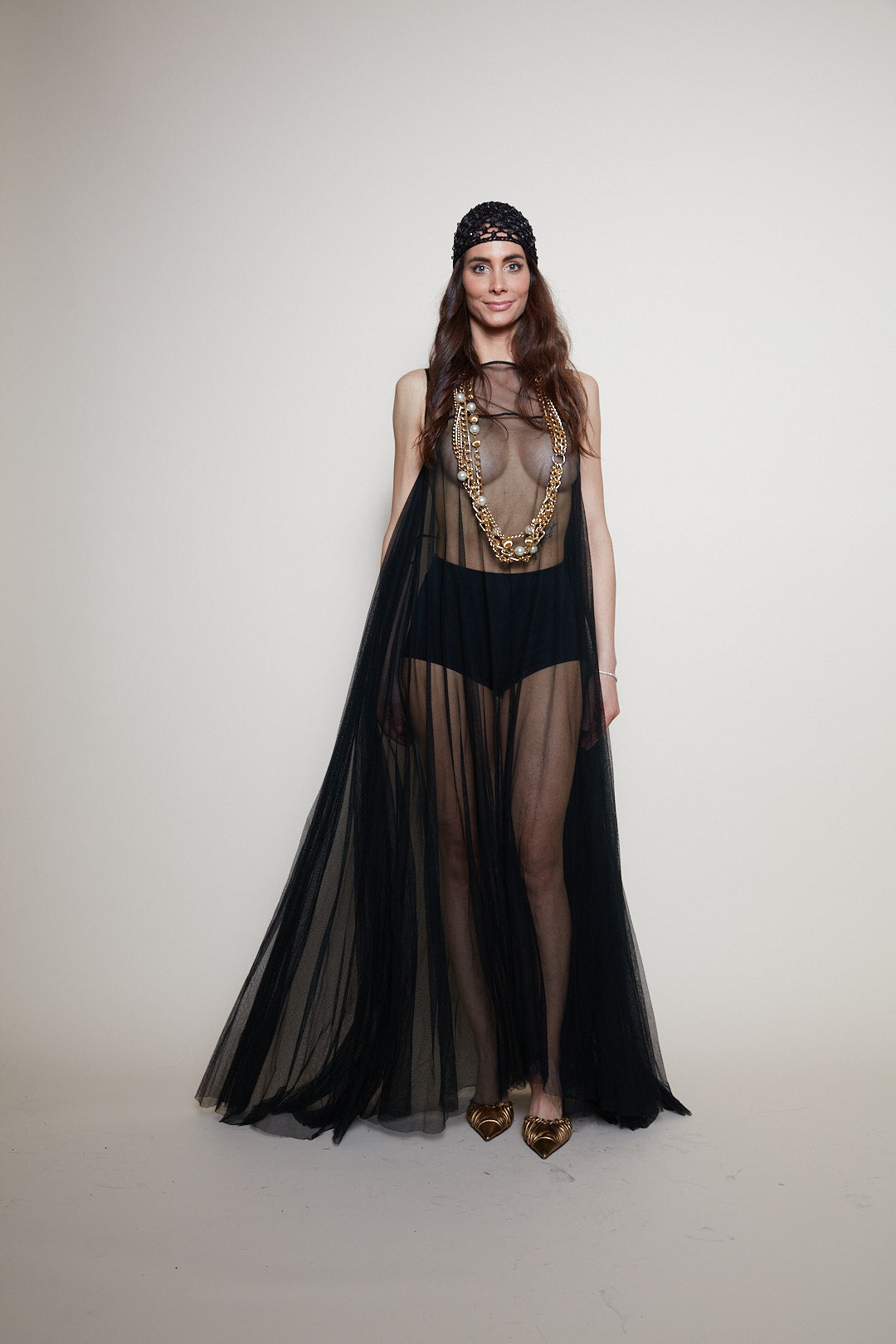 Vintage 80s tulle maxi dress