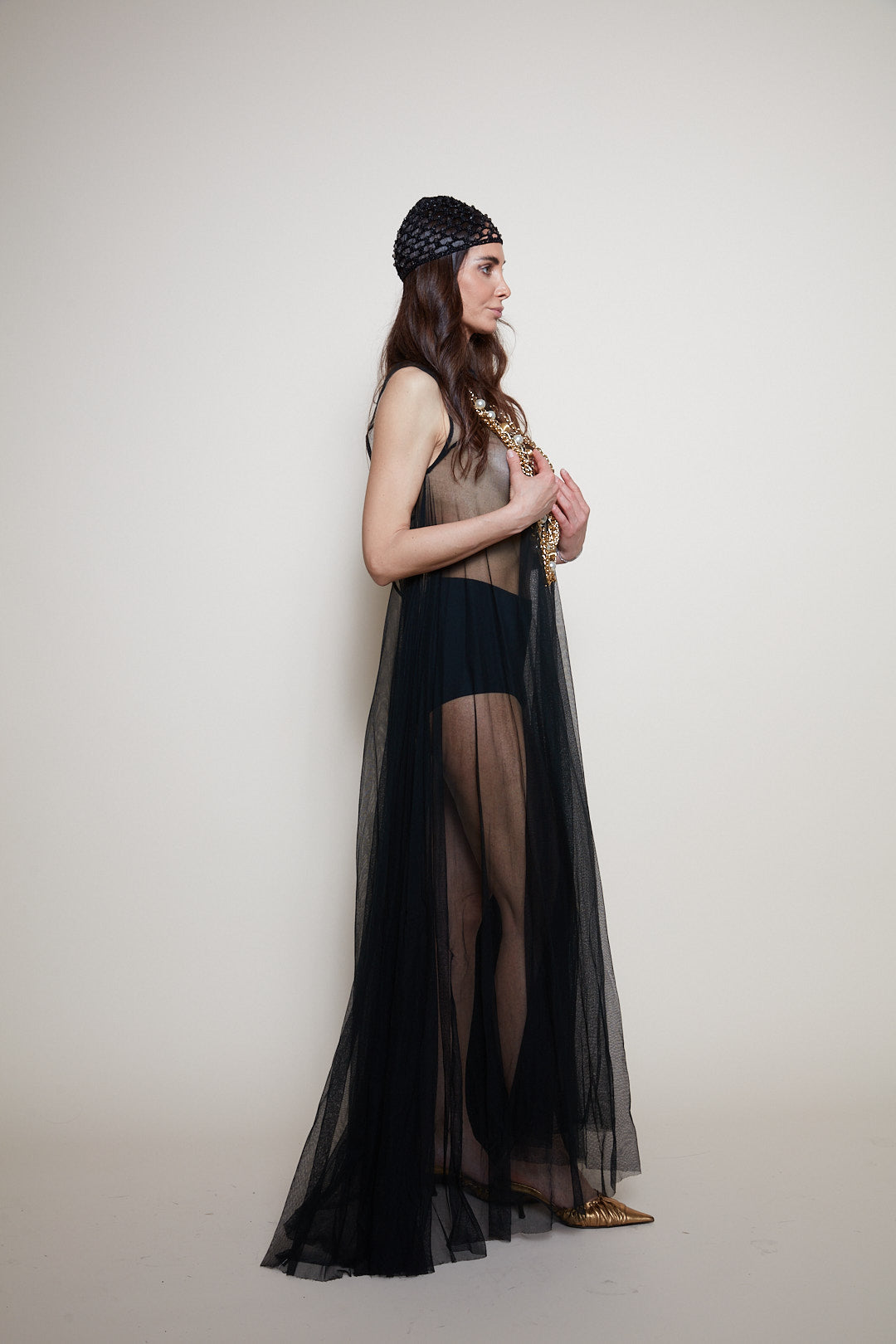 Vintage 80s tulle maxi dress