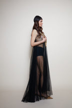 Vintage 80s tulle maxi dress