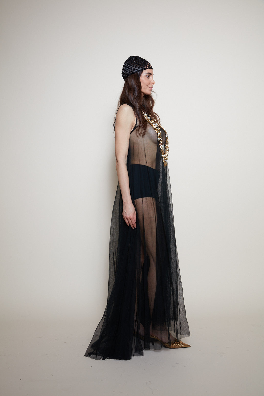Vintage 80s tulle maxi dress