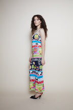 Rare John Galliano SS 2002 print "Formula 1"dress multicolor