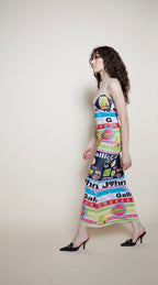 Rare John Galliano SS 2002 print "Formula 1"dress multicolor