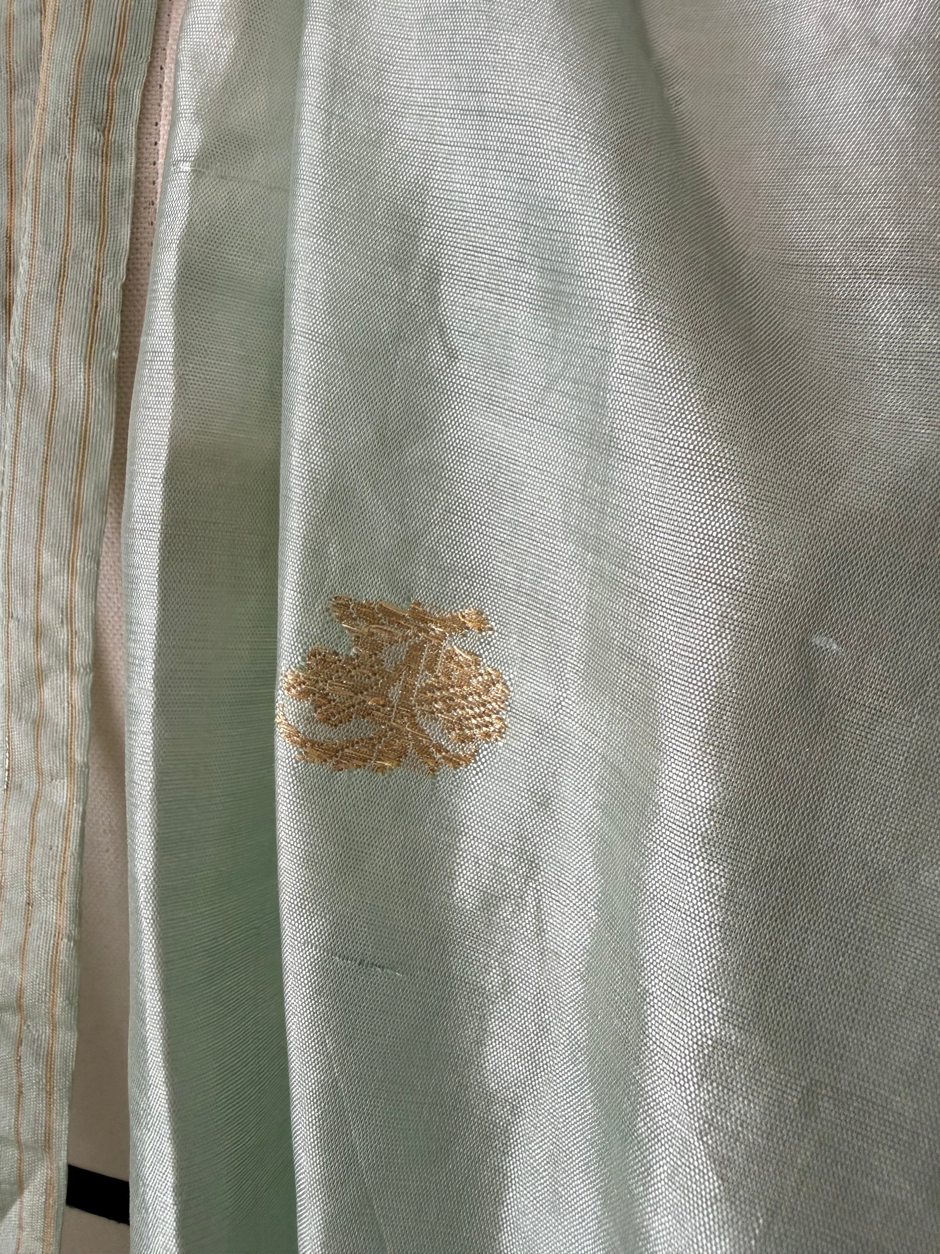 Green gold sari jacket silk 70s
