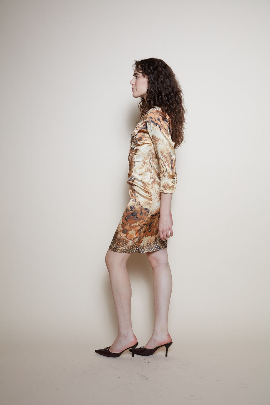 Roberto Cavalli S/S 2004 dress feathers print